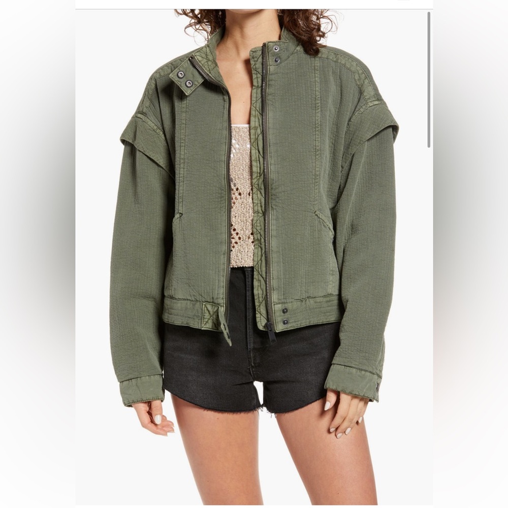 Free People Florence Bomber Jacket — Olive